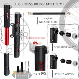 DERERSTE Bicycle Repair Tool Kit & Bicycle Tyre Pump, Home Bike Tool Portable Patches Fixes, Inflator, Maintenance for Camping Travel Essentials Tool Bag