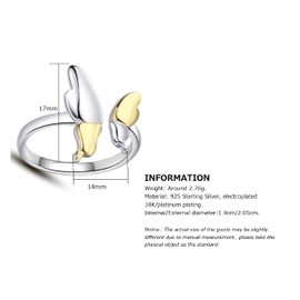 Bellitia Jewelry 925 Sterling Silver Butterfly Rings Adjustable Rings for Women Ladies Girls Jewellery Women's Ring Set Gift, Sterling Silver