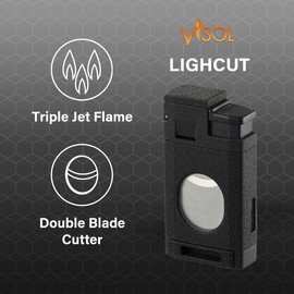 Visol LighCut Butane Torch Lighter Triple Flame Refillable Gas Lighter, Built-in Cutter, Windproof Adjustable Flame Lighter (Shipped Without Butane)