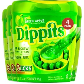 Glicks Dippits Sour Green Apple (4 Pack) | Gummy Sticks with Tangy Sour Gel | Fun & Interactive Candy | Sweet & Sour Candy | Party Favor | Kosher