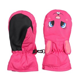 Waterproof Kids Mittens Toddler Winter Cold Weather Thermal Fleece Lined Warm PU Palm Gloves Snow Ski Glove for Age 1-9 Boys Girls Baby Skiiing Snowboarding Cycling Running (Rose rabbit, L（Age7-9）)