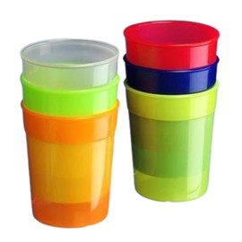 AIOS Flexi Shatterproof Multi-Coloured Stackable PlasticTumblers (Set of 6). Capacity 270ml