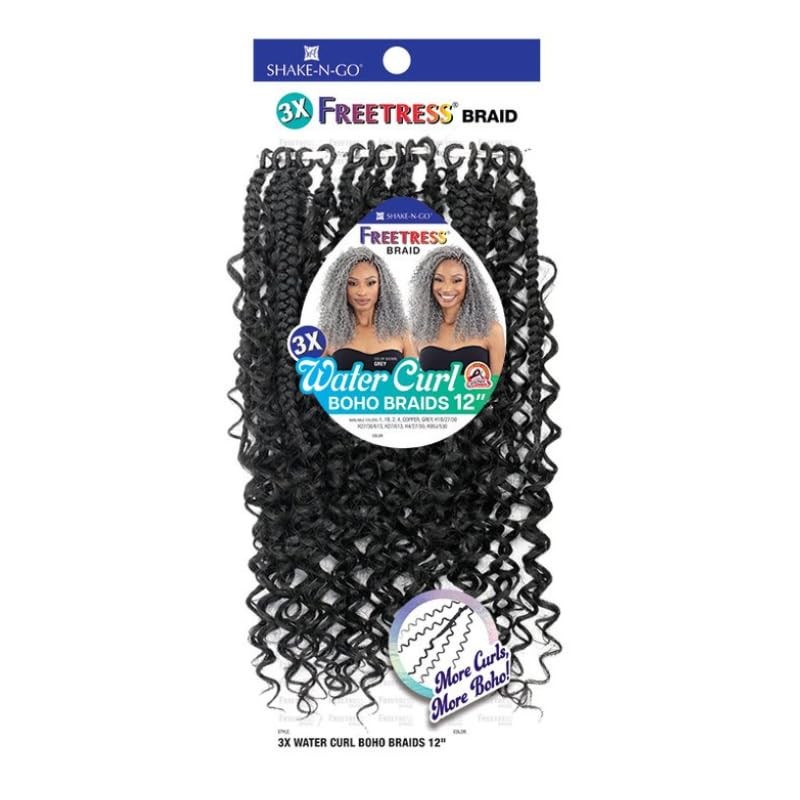 Shake-N-Go Freetress 3x Water Curl Boho Braids 12" (1B)