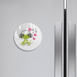 Unbranded Music Frog Animal | 4'' X 4'' Round Decorative Magnet