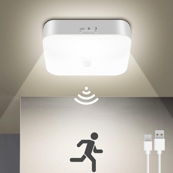 WhitePoplar Rechargeable Motion Sensor Closet Light, Rechargeable Battery Operated Ceiling