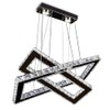 Finktonglan Modern Crystal Chandelier, Rectangular Double Ring LED Pendant Light,
