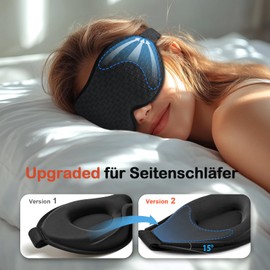 INNELO 3D Sleep Mask for Men Women, 2025 Pages Improved Eye Mask for Side Sleepers, 100% Light Blocking Ergonomic Sleeping Glasses, with Comfortable Pressureless Eye Sockets for Travel, Black