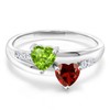 Gem Stone King 925 Sterling Silver Green Peridot Red Garnet