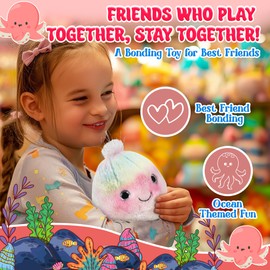 Forest & Twelfth 9" Tie Dye Octopus Stuffed Animal, Ocean Animals Sea Creatures Toys for Kids, Great for Pretend Play, Home Décor, or Bedtime Buddy (Pink Octopus)