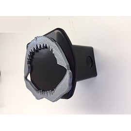 Jaws Shark Teeth in 3d - Black with Grey - 2 inch Trailer Hitch Cover - Surf Hang Loose
