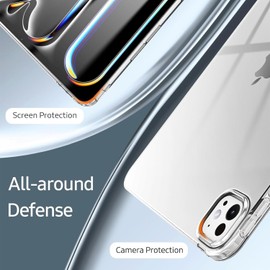 Clear Case for Pad Pro 13 inch M4 7th Generation (2024) with Pencil Holder,Slim Lightweight Soft TPU Anti-Scratch Shockproof Impact Resistant Clear Tablet Cover