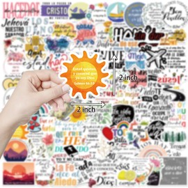100PCS Spanish Bible Verse Stickers Vinyl Waterproof Spanish Inspirational Stickers Jesus Stickers for Water Bottle Mobile Phone Laptop Clipbook Christian Bible Aesthetic Stickers for Adult Teens Kids
