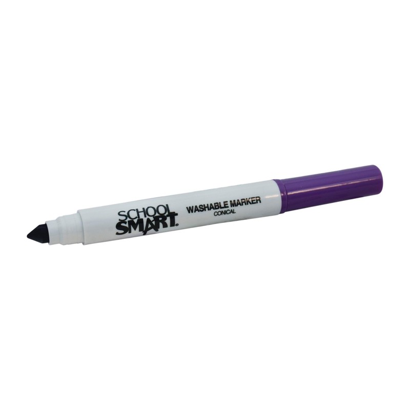 School Smart Washable Art Markers, Conical Tip, Purple, Pack of