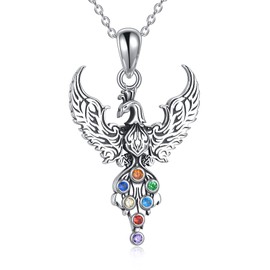 LUHE Dragon Necklace Gifts for Women Girls Sterling Silver Chakra Dragon Pendant Necklace Jewelry Christmas Birthday Gifts, Sterling Silver, sterling silver