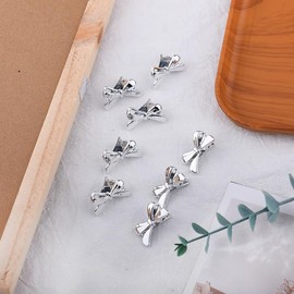 8pc Silver Small Hair Bows Metal Mini Hair Clips Silver Hair Accessories for Girls Women Cute Mini Bows for Hair Bow Small HairPins Tiny Bangs HairClip Tiny Bow