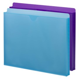 Smead Poly File Jacket with Clear Sleeve, Straight-Cut Tab, 1" Expansion, Letter Size, Assorted Colors, 2 per Pack (89611)