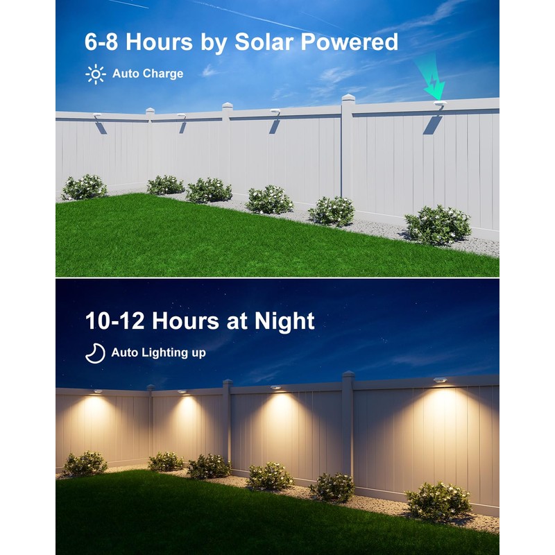 8 Pack Solar Powered Gutter Lights Outdoor Decorative Waterproof 12