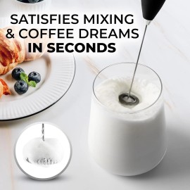 Zulay Kitchen Milk Frother Wand Drink Mixer with AA Duracell Batteries- Durable