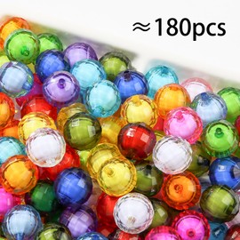 CYEENUT 180pcs Chunk Bubblegum Beads 20mm Multicolor Acrylic Beads Color Beadable Beads Pen Ball Beads for Pen Bag Jewelry Making Necklace Bracelets (red&Green&Blue)