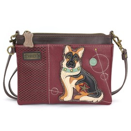 CHALA LaserCut Mini Crossbody/Purse with Convertible Strap Stylish, Compact, Versatile - German Shepherd Gen II - Maroon