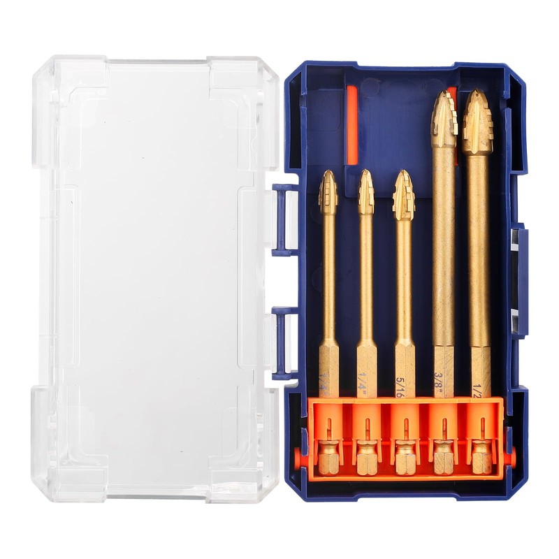 HPHOPE Upgraded Four-Flute Eccentric Drill Bit Set 5Pcs, New Hex