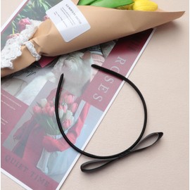 SOWAKA Headband with Bow Vintage Cute Bowknot Headband for Women Decorative Fashion Hair Bows Hair Accessories Headpiece for Birthday Thanksgiving Christmas Party (Black, One size)