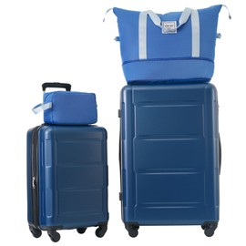 Merax Luggage Sets 2 Piece Suitcase Set, Hardshell 20 IN & 28 IN Suitcase Set with Duffel Bag, Travel Suitcases with Spinner Wheels and TSA Lock(Blue)