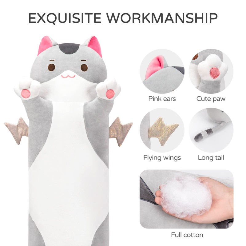 Mewaii Long Cat Plush 5 Sizes, 120% Extra Filling Giant