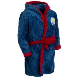 Brandsseller Children's Hooded Bathrobe with Motifs in Fireman Style, blue