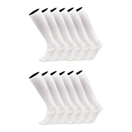 TCK Over the Calf Work Socks 12 Pair Moisture Wicking for Men and Women (White, X-Large)