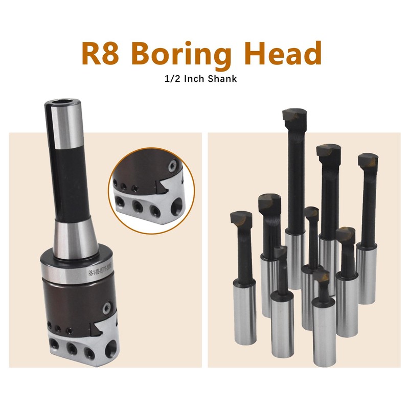 Kimllier 2 Inch Boring Head R8 1/2 Inch Shank Boring