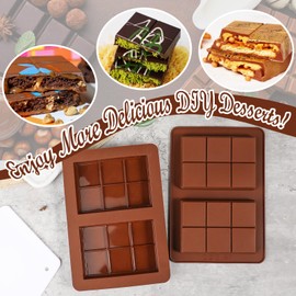 Webake Deep Mini-Sized Chocolate Bar Mold with 1 Scraper, 2-Cavity Silicone Dubai Chocolate Bar Mold for Filling Pistachio Knafeh, Pack of 2