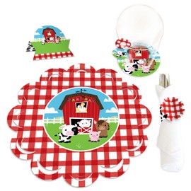 Big Dot of Happiness Farm Animals - Barnyard Baby Shower or Birthday Party Paper Charger and Table Decorations - Chargerific Kit - Place Setting for 8