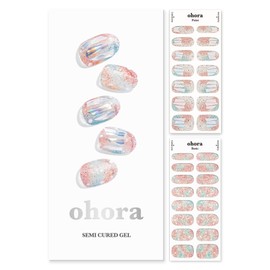 ohora Semi Cured Gel Nail Strips (N Newtro no.1) - Works with Any Nail Lamps, Salon-Quality, Long Lasting, Easy to Apply & Remove - Includes 2 Prep Pads, Nail File & Wooden Stick - Jewel - Gemstone