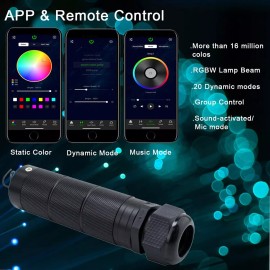 AZIMOM 6W Bluetooth/APP Control RGBW Fiber Optic Lights Star Ceiling Kit Sens...