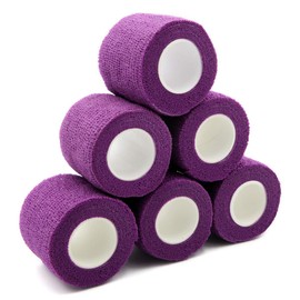 First Aid Tape Self Adhesive Bandage First Aid Bandages Cohesive Wrap Colorful Bandages(2 inches x 5 Yards,6 Packs,Purple)