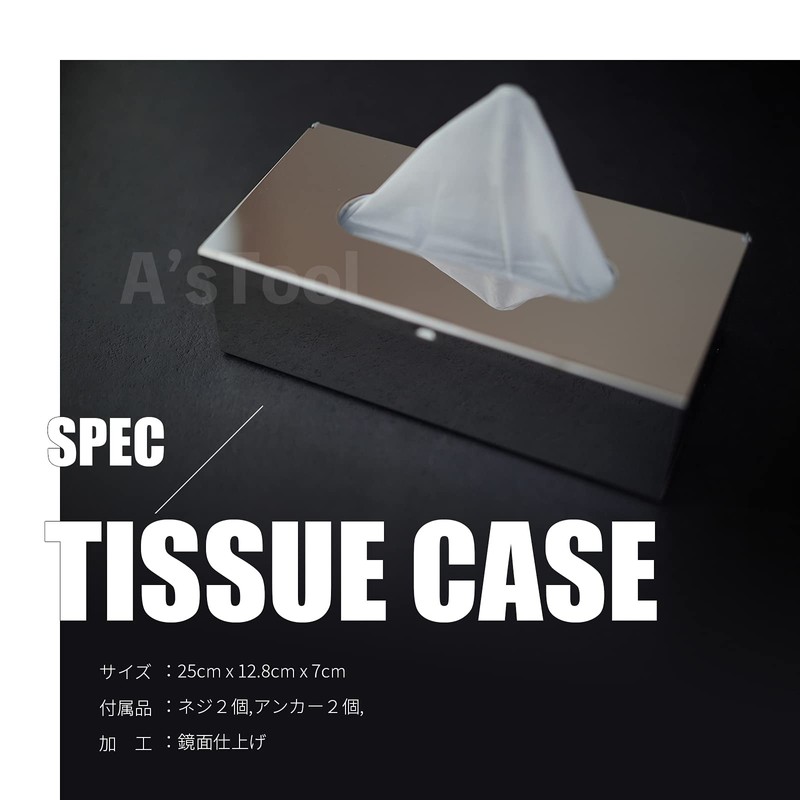 A'sTool Tissue Case, Stainless Steel, Wall Mounted, Flat Lay 2-Way