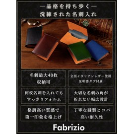 Fabrizio Business Card Holder, Men's, Women's, Business Card Case, Luxury Italian Leather, Thin, Stylish, Large Capacity, Business Card Holder, Genuine Leather, Black