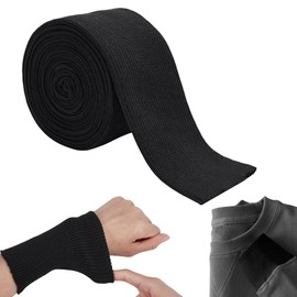 NBEADS 2 Yard Ribbed Cuff Fabric, 6 cm Collar Sleeves Cuff Trim Neck Waistband Fabric Cotton Ribbed Cuffs for Cuffs Collar Trim Jacket Sewing Accessories, Black