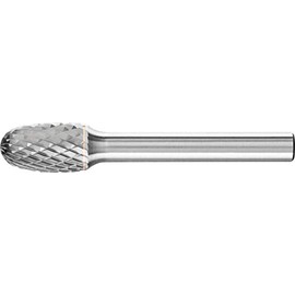PFERD Oval Carbide Bur, Uncoated (Bright) Finish, Diamond Cut, Radius End, 1/4" Shank, 3/8" Head Diameter, 5/8" Head Length (SE-3)