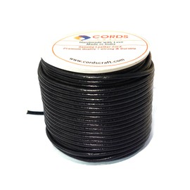 cords craft Round Leather Cord for Round Bracelet Necklaces Plain Genuine Leather Cord 1.5MM 2 Black