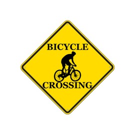 Rogue River Tactical Funny Metal Warning Bike Crossing XING Tin Sign Wall Décor Man Cave Bar Bicycle Rider