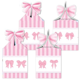 wjrsxilt 12 Pcs Pink Bow Candy Boxes for Birthday, Bachelorette, Engagement & Baby Shower Birthday Party Decoration Coquette Bow Themed Treat Candy Box Party Table Decoration Supplies