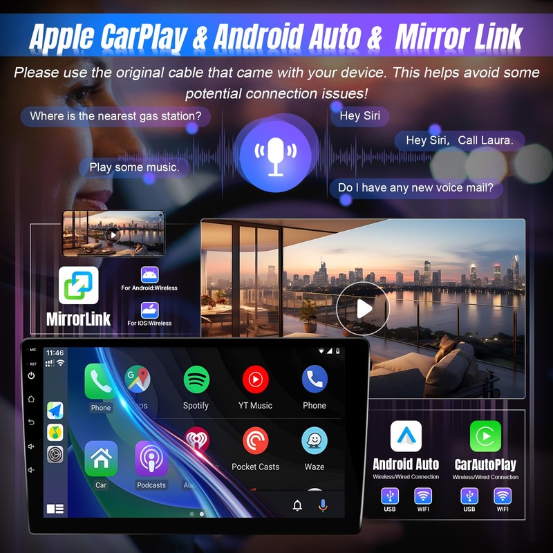 Leadfan Android Radio Stereo for Toyota Sienna 2004-2010 Wireless Carplay