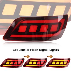 GEEGEETOP Red Lens LED Rear Reflector Bumper Fog Light Assembly Compatible with Subaru Forester 2019-2023 Functions as Tail Brake Turn Signal Lamp 3-In-1 (RED)