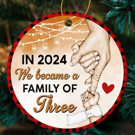 Family of Three Ornament - Baby's First Christmas Ornament 2024 - New Parents Gifts for Couples - Gift for New Parents - New Mom and Dad Gifts First Time