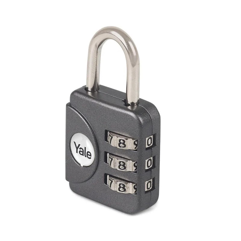 Yale YP1/28/121/1G Combination Travel Padlock, Grey, 28 mm