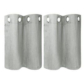 PiccoCasa Linen Look Textured Blackout Curtains for Kitchen 2 Panels, Noise Reduce and Insulated Room Darkening Farmhouse Curtains, Grommet Top Valances for Windows 29 x 24 Inch Gray