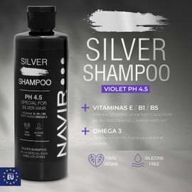 NAVIR Professionell | Silbershampoo SILVER | Toner für graue, blonde und blondierte Haare - 300ml
