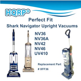 HQRP 2-Pack XFF36 Filter Kit for Shark Navigator NV36 NV36A NV41 NV42 UV410 NV44, NV44 26, NV46, NV46C Swivel Deluxe Upright Vac Vacuum Cleaner, Foam & Felt Filter Set, Donut Shape